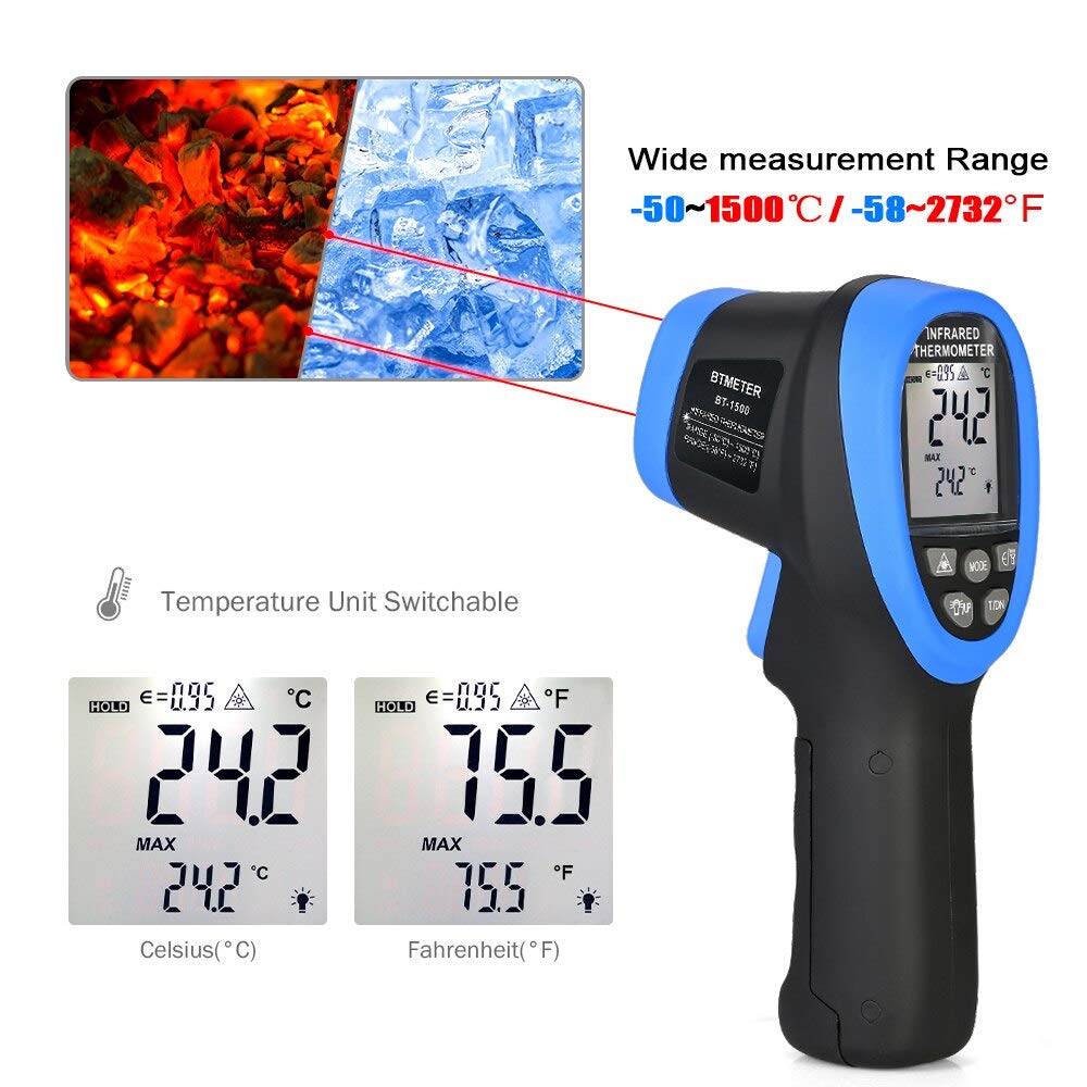 Industrial Infrared Laser - -50℃ to 1500℃ Laser Thermometer Gun