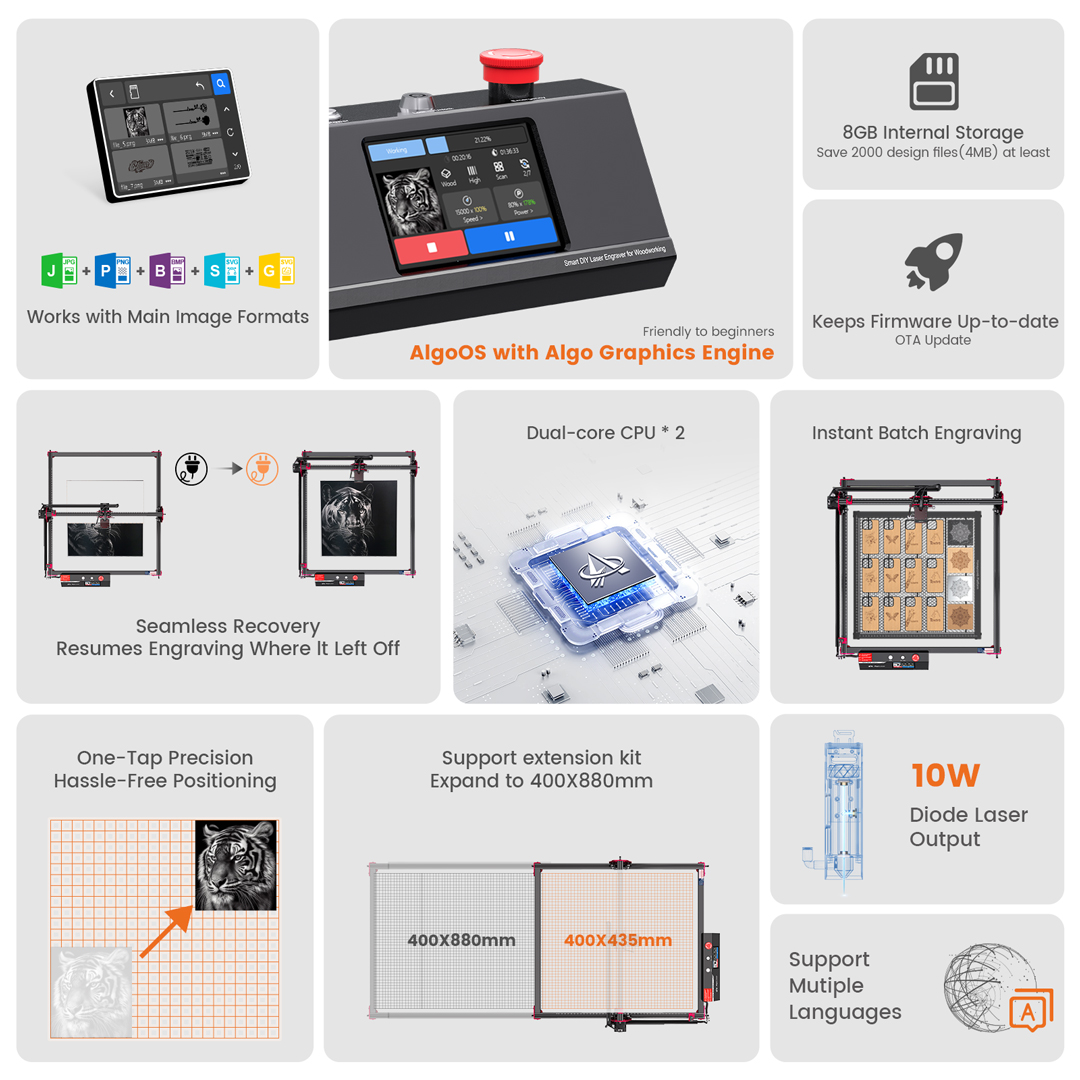 AlgoLaser DIY KIT MK2 10W Lase - đánh giá và giá Industrial Laser Engraving Machine